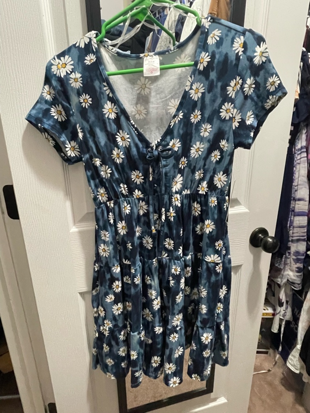 No Boundaries Blue Daisy Print Tie-Front Sundress